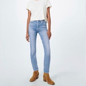 Shop Re/Done High Rise Ankle Crop— Hazy Indigo